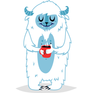 Yeti with a coffee